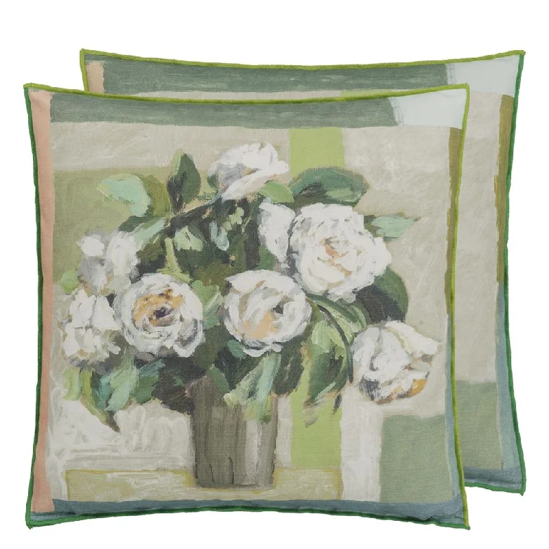 Travel Pillows for Long JourneysCeladon Vase Celadon Cotton Throw Pillow by Designers Guild