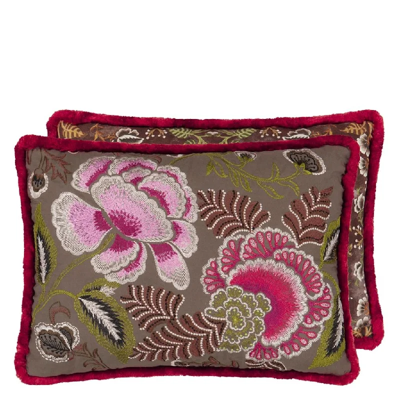 Plush Pillows for a Cozy BedDesigners Guild Rose De Damas Embroidered Cranberry Decorative Pillow