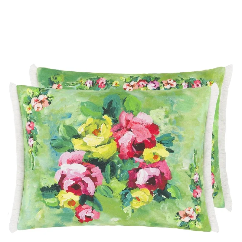 Bolster Pillows for Sofa DecorationDesigners Guild Ghirlanda Emerald Linen Decorative Pillow