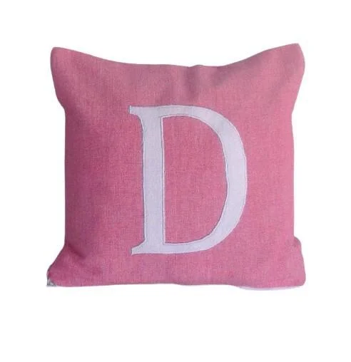 Kids Pillows with Fun DesignsPink Nursery Decor, Gifts for Her, 18 x18 Monogram Pillow Covers