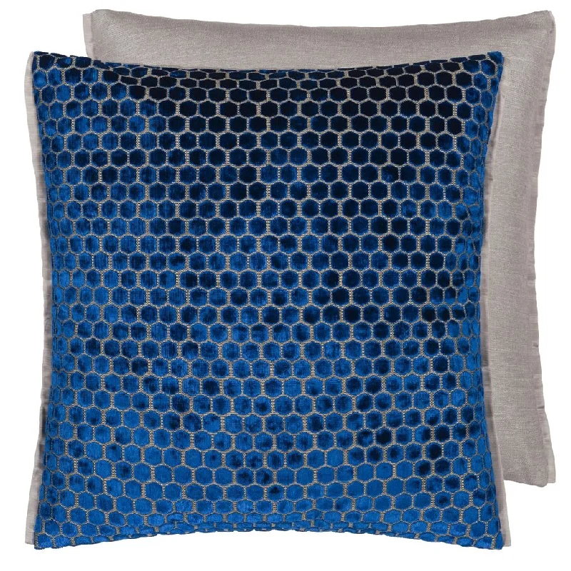 Plush Pillows for a Cozy BedDesigners Guild Jabot Cobalt Velvet Decorative Pillow