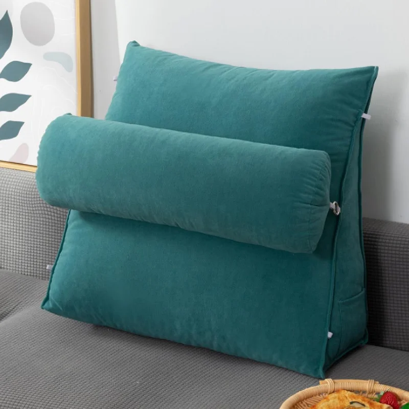 Firm Pillows for Side SleepersVelvet Triangular Back Rest Cushion / Neck Rest Pillow / Back Wedge Cushion In Zinc Color