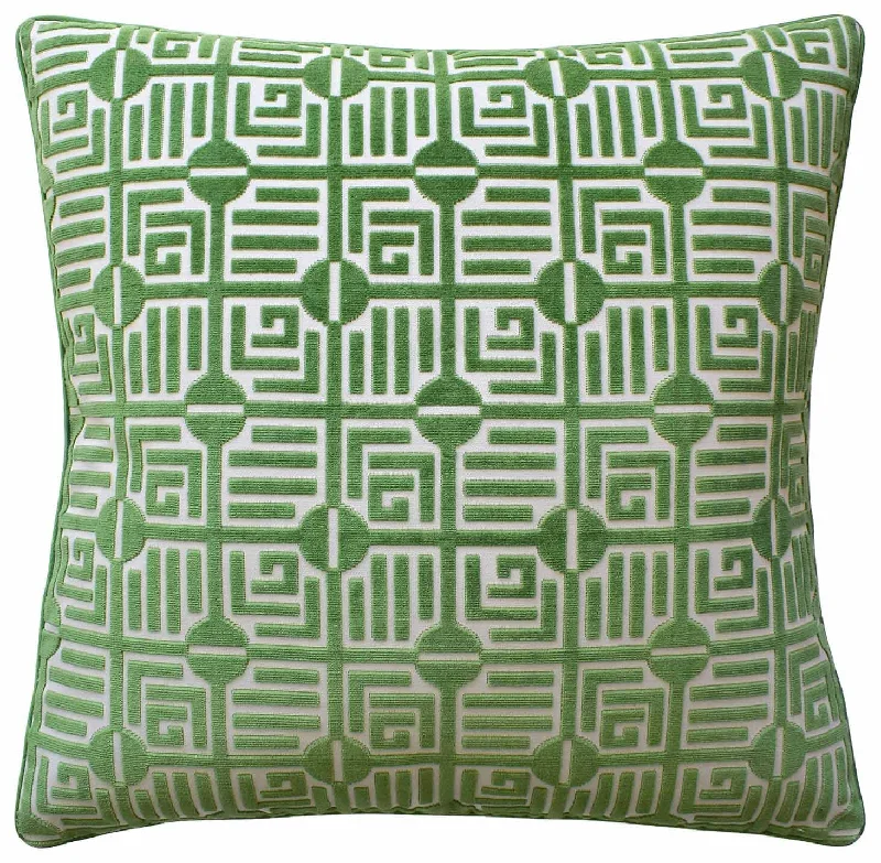 Velvet Pillows for a Touch of EleganceLabyrinth Velvet Emerald Decorative Pillow Ryan Studio