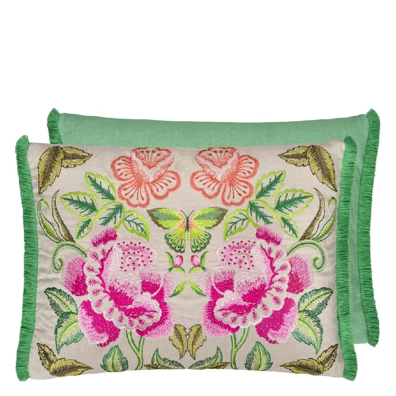 Down Alternative Pillows for Ethical ChoicesDesigners Guild Isabella Embroidered Fuchsia Linen Decorative Pillow