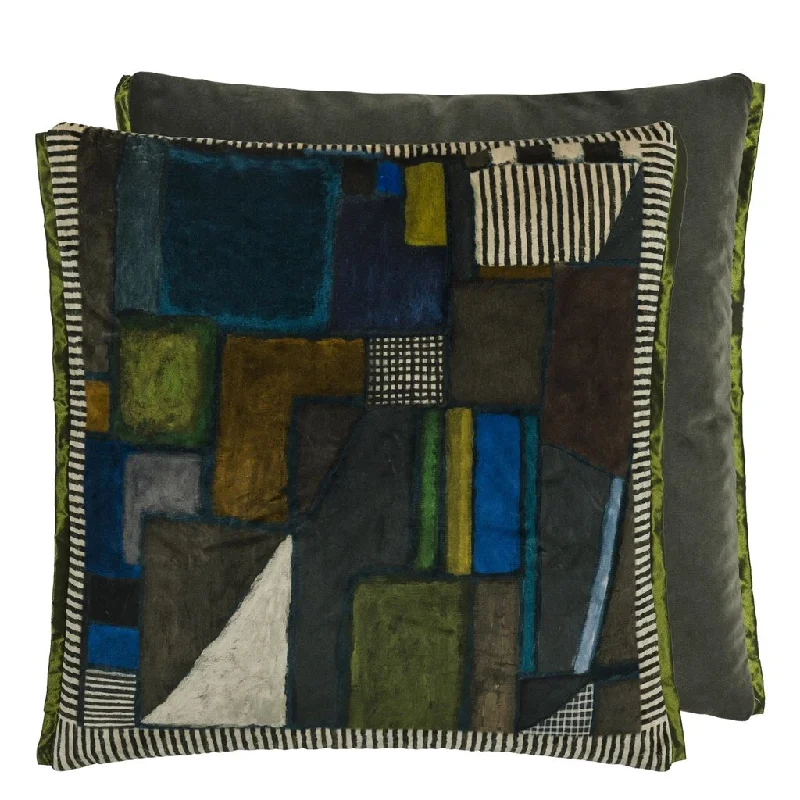 Soft and Fluffy Pillows for Bedroom ComfortRaku Patchwork Chocolate Velvet Throw Pillow by Designers Guild