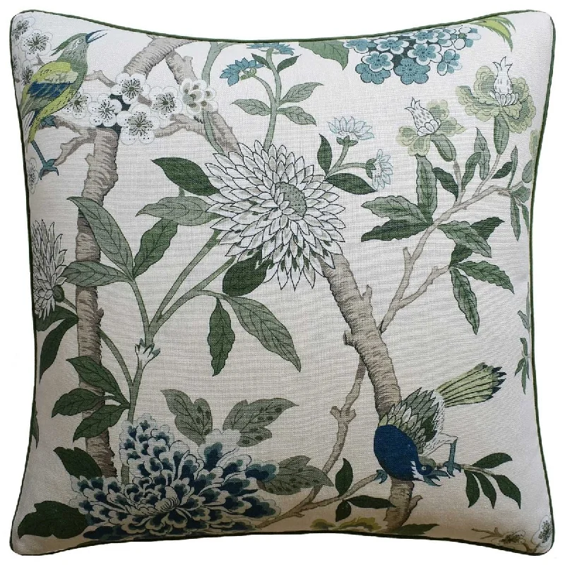 Soft and Fluffy Pillows for Bedroom ComfortHydrangea Bird Green Decorative Pillow Ryan Studio