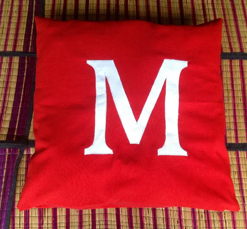 Cotton Pillows for Natural ComfortRed and White Monogram Pillow, Red Decorative Cushion Cover