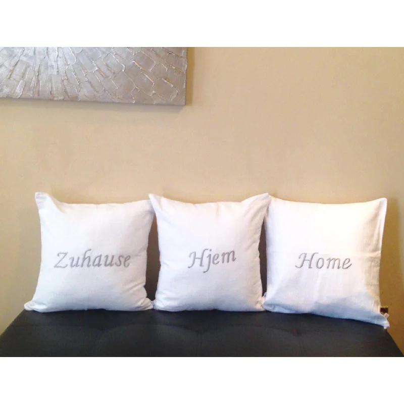 Round Pillows for Boho-Style InteriorsAccent Home Embroidered Word Pillows