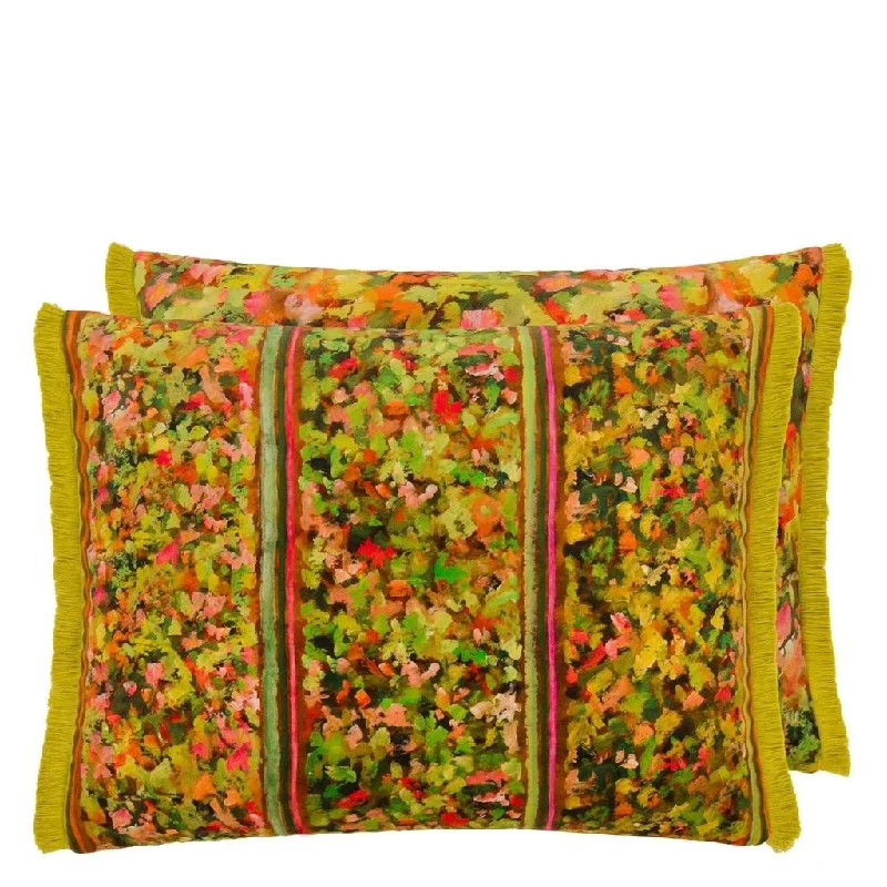 Soft and Fluffy Pillows for Bedroom ComfortSanzai Persimmon Velvet Throw Pillow by Designers Guild