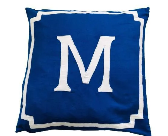 Bolster Pillows for Sofa DecorationAppliqué Blue Monogrammed Large Pillows