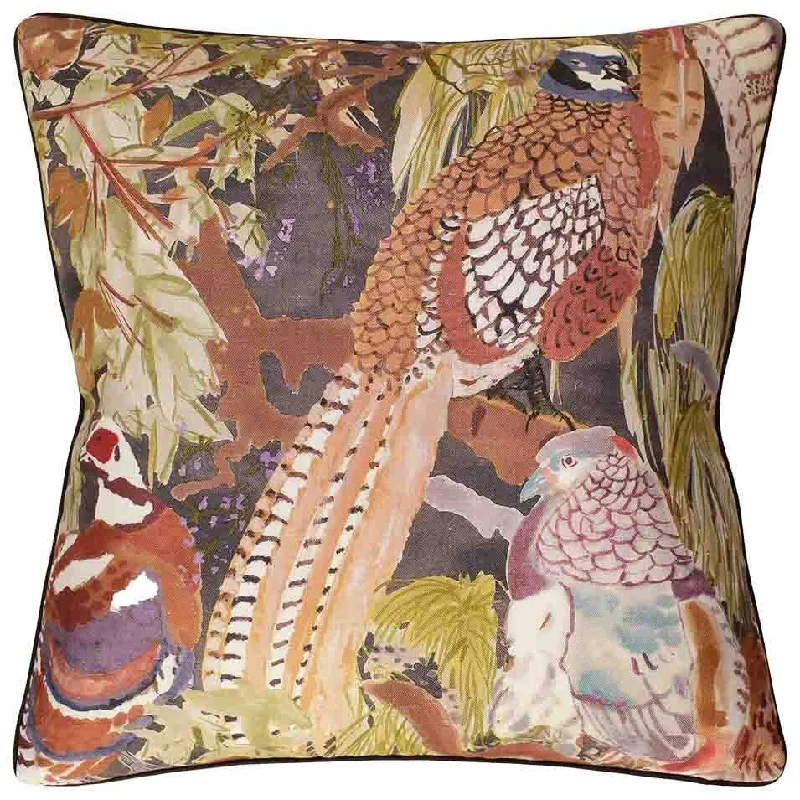 Cotton Pillows for Natural ComfortGame Birds Charcoal Decorative Pillow Ryan Studio