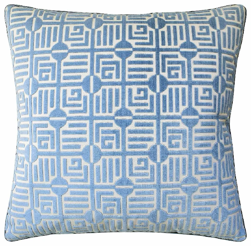 Orthopedic Pillows for Back Pain ReliefLabyrinth Velvet Blue Decorative Pillow Ryan Studio