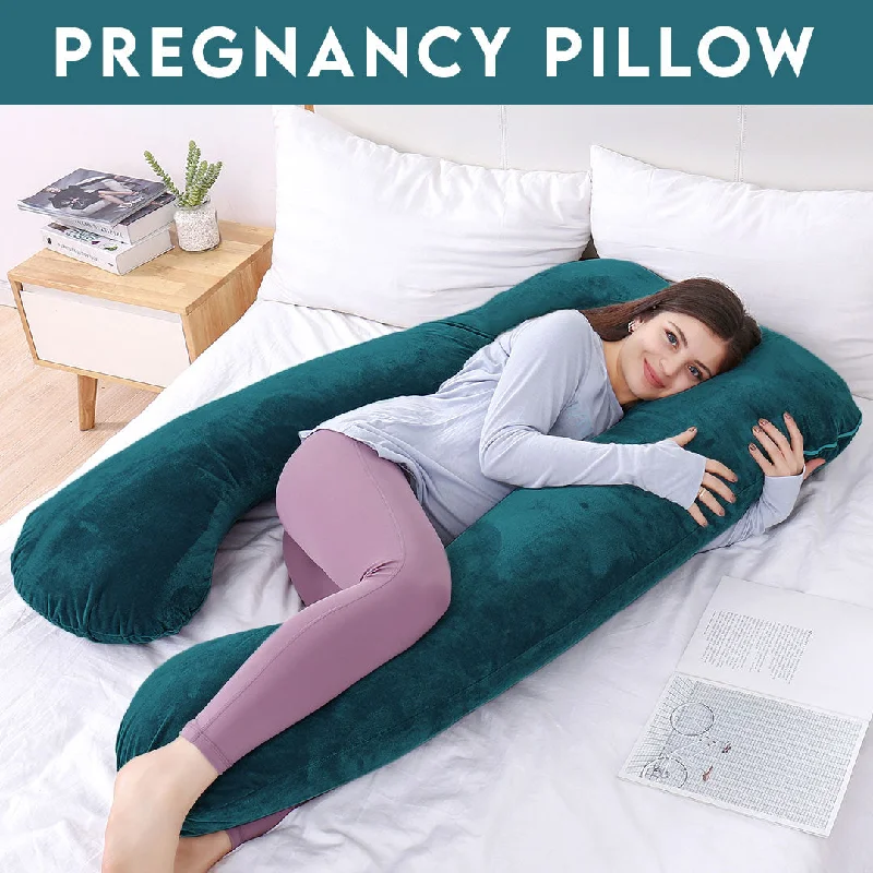 Orthopedic Pillows for Back Pain ReliefU Shape Velvet Stuff Pregnancy Pillow / Sleeping Support Pillow in Zinc Color