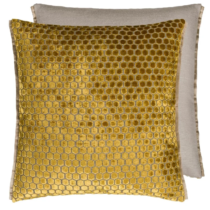 Down Alternative Pillows for Ethical ChoicesDesigners Guild Jabot Mustard Velvet Decorative Pillow