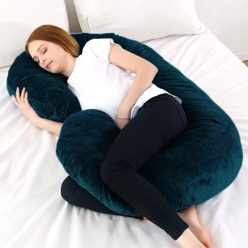 Down Alternative Pillows for Ethical ChoicesC Shape Velvet Stuff Pregnancy Pillow / Sleeping Support Pillow in Zinc Color