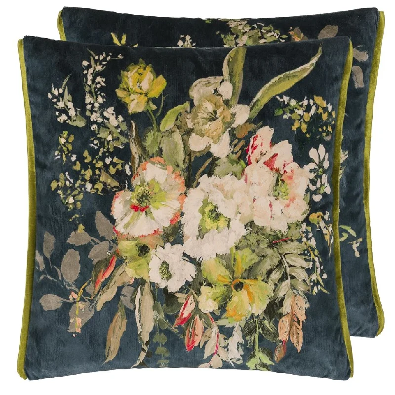 Velvet Pillows for a Touch of EleganceMargaretta Velours Noir Throw Pillow by Designers Guild