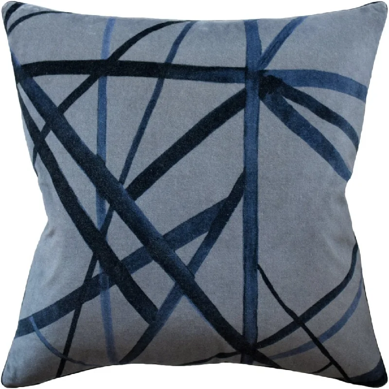 Cotton Pillows for Natural ComfortChannels Velvet Slate Blue Decorative Pillow