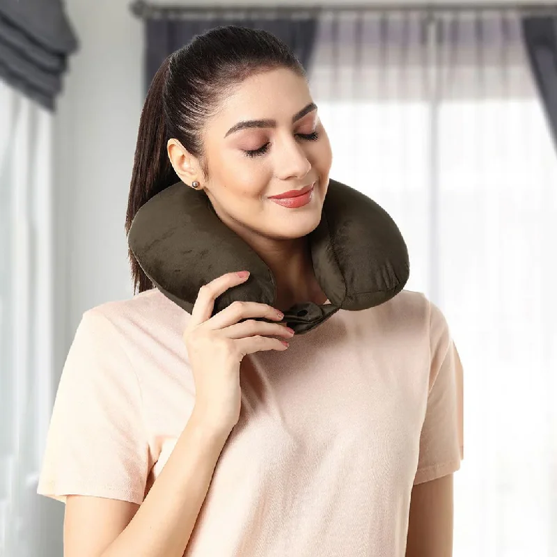 Back Support Pillows for Office ChairsVelvet Neck Rest Pillow / Travel Pillow For Comfort & Support (Coffee)