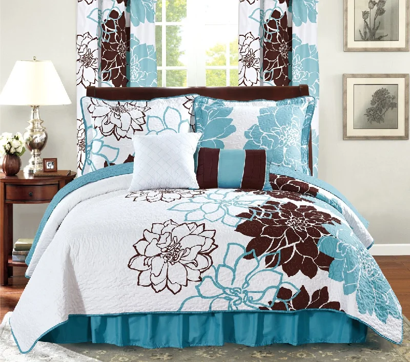 baroque style bedspreads with rich fabrics and elaborate designs for a luxurious look6pc Printed Reversible Bedspread Set with Dust Ruffle