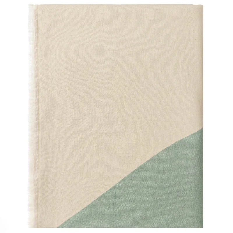 mid - century modern bedspreads with iconic shapes and colors for a stylish spaceFontao Cotton Bedspread [Dark sage & Blue fog & Oat milk]