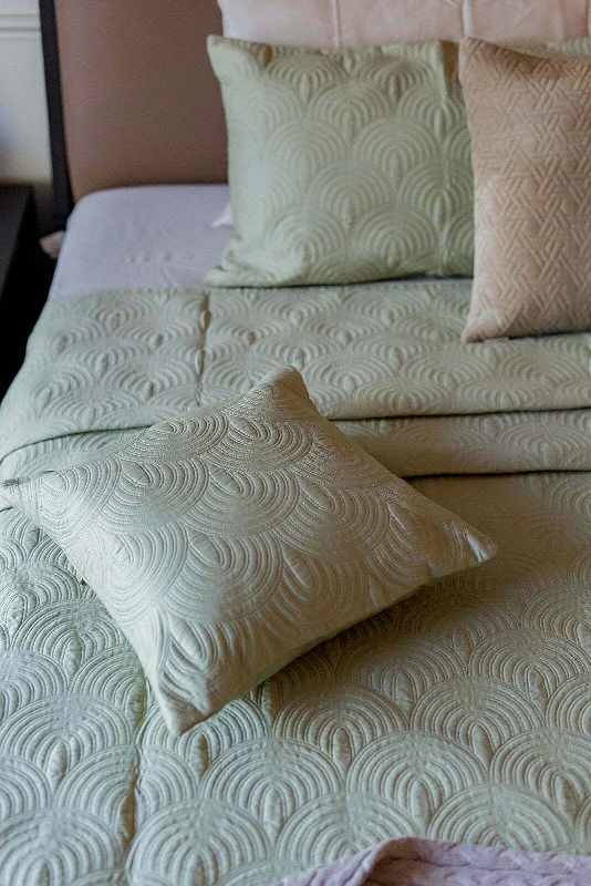 modern minimalist bedspreads for contemporary bedroomsCAMBRE SAGE GREEN COTTON BEDSPREAD SET