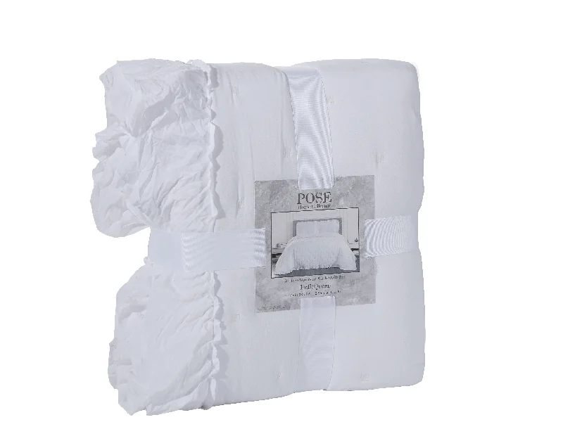 Wool - filled comforters with natural moisture - wicking and temperature - regulating featuresCasual white super soft quilt 3 piece set