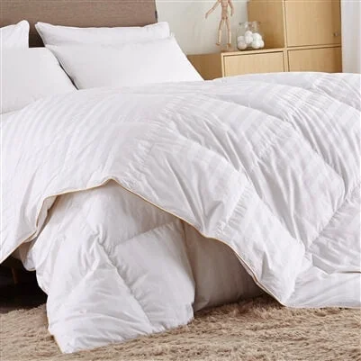 King - size comforters to fit large king - sized beds perfectlyHeavyweight 700 Fill Power White Stripe Luxury Goose Down Comforter - 100% Egyptian Cotton Cover