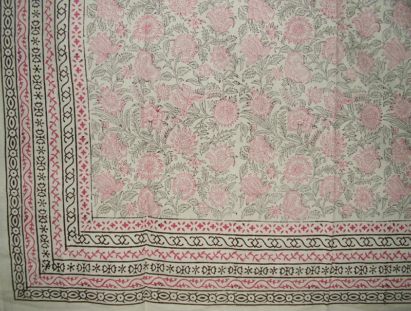 cotton bedspreads for breathability and softnessFloral Block Print Tapestry Cotton Bedspread 108" x 88" Full-Queen Pink