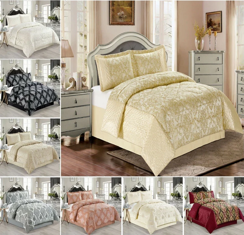 silk bedspreads with a luxurious and smooth textureJacquard Bedspread Heavy Quilted Comforter Set - Luxurious Floral Pattern Bed Throw Double, king, Superking