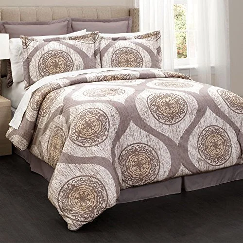 Cotton - filled comforters for a breathable and natural sleep experienceLush Decor 16T000742 Mari 6Piece Comforter Set, Taupe, Queen: Home & Kitchen