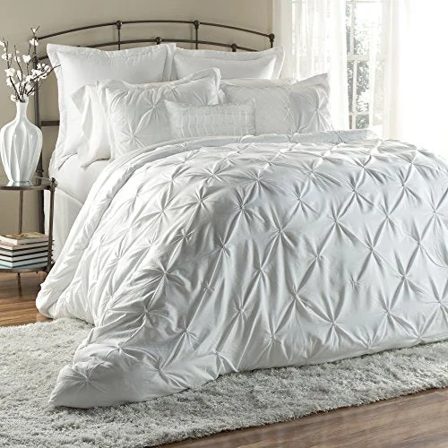 Full - size comforters suitable for full - sized beds in guest rooms or small bedroomsLush Decor Lux 6-Piece Comforter Set, Queen, White: Home & Kitchen