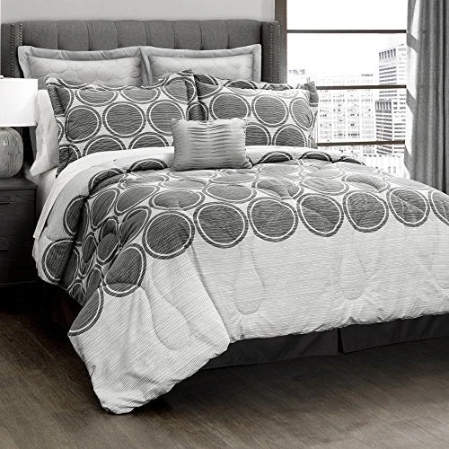 Goose down comforters known for their superior quality and insulationLush Decor Textured Circle 6 Piece Comforter Set, Gray, Full/Queen: Home & Kitchen