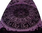 asian - inspired bedspreads with traditional motifs such as cherry blossoms or dragons for a zen atmosphereOm Calligraphy Table Cloth - Black on Purple