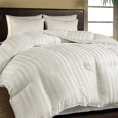 Full - size comforters suitable for full - sized beds in guest rooms or small bedroomsOversized 750 Fill Power White Stripe Luxury Goose Down Comforter - 100% Egyptian Cotton Cover