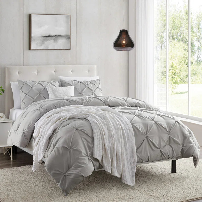 Queen - size comforters for standard queen - sized mattressesPintuck Comforter - Light Grey