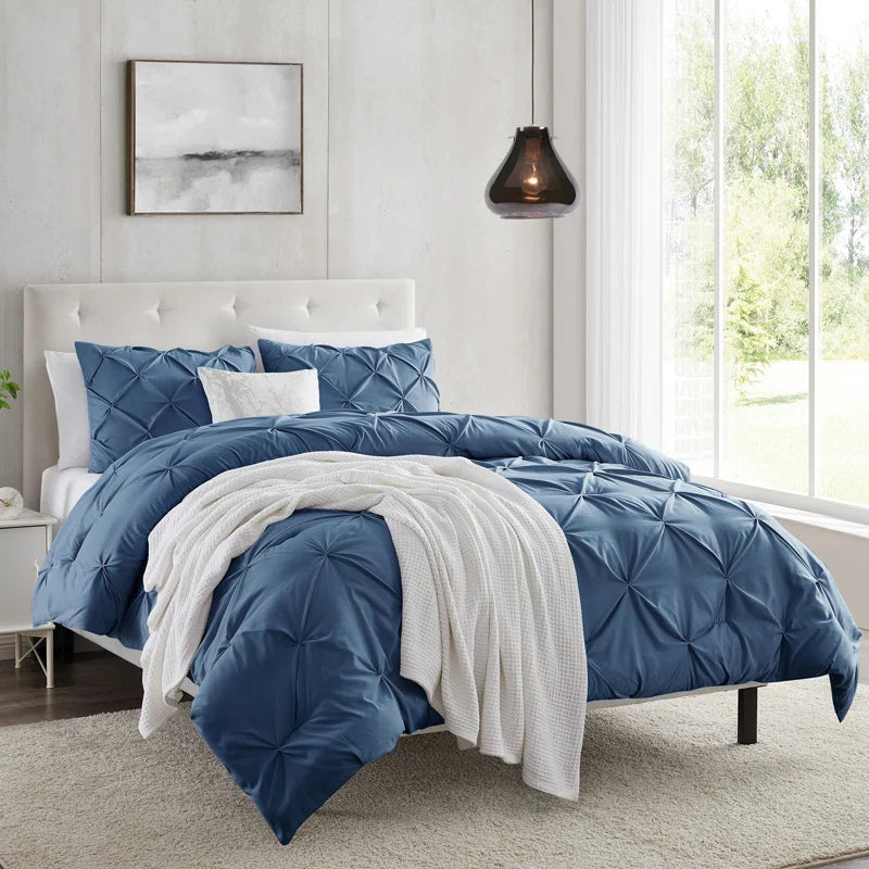 Bamboo - fiber - filled comforters with antibacterial and breathable qualitiesPintuck Comforter - Navy