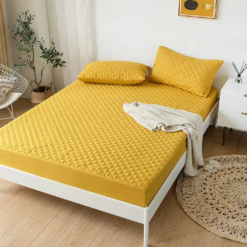 Hybrid mattresses combining foam and innerspring technologyQuilted Waterproof Mattress Protector-Mustard