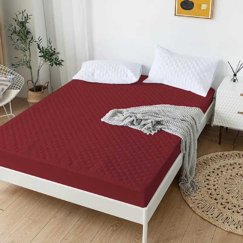 Wool - filled mattresses for natural insulation and moisture - wickingQuilted Waterproof Mattress Protector-Burgundy