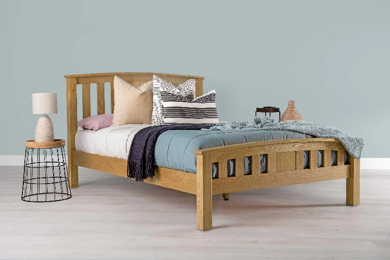 Queen - size mattresses for couples and standard bedroomsRoyal Ascot Solid Natural Oak Bed Frame - 4ft6 Double