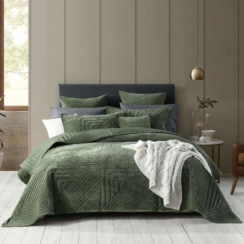 modern minimalist bedspreads for contemporary bedroomsSamatra Coverlet Set olive