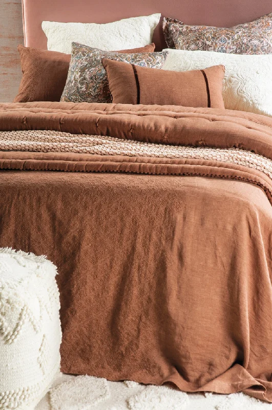 mid - century modern bedspreads with iconic shapes and colors for a stylish spacesashiko cinnamon bedspread