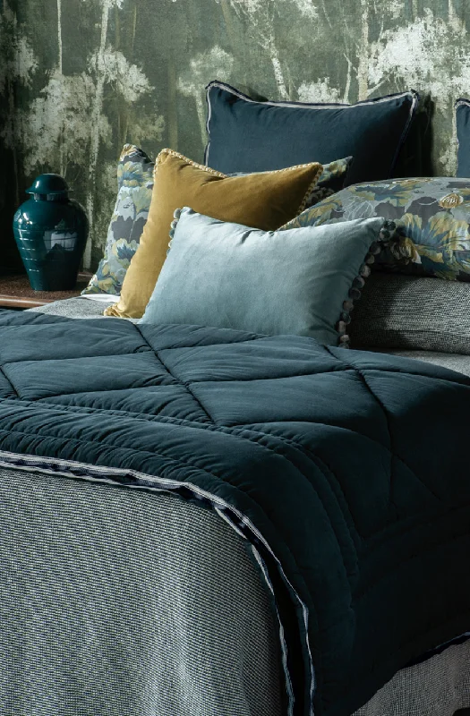 Microfiber - filled comforters that are lightweight and easy to care forTessere Prussian Blue Comforter