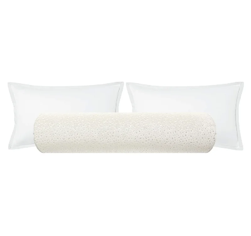 Decorative Bolsters with Embroidered Patterns for BedroomTHE BOLSTER :: ANTELOPE CUT VELVET // ALABASTER