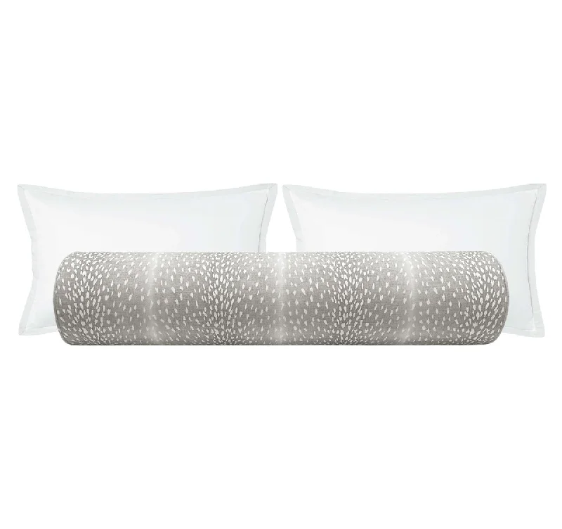 Bolsters for Feng Shui - Oriented Rooms to Promote Positive EnergyTHE BOLSTER :: ANTELOPE LINEN PRINT // GREY