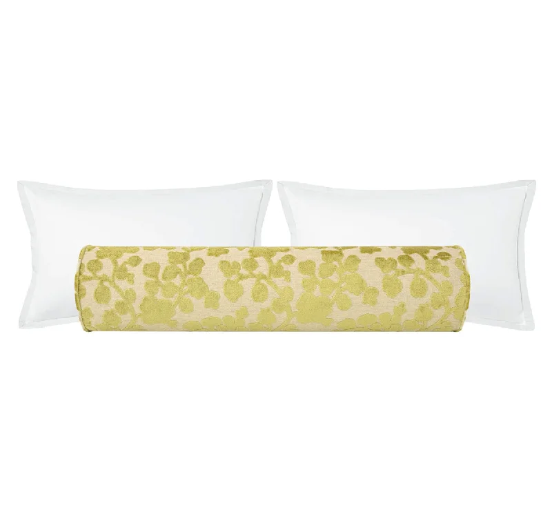 Memory Foam Bolsters for Back Support in BedTHE BOLSTER :: BLOSSOM CUT VELVET // CHARTREUSE