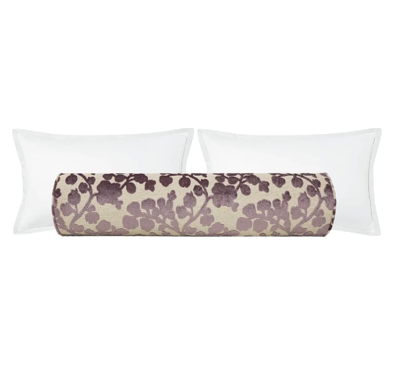 Bolsters for Card - Playing Tables to Add Comfort During GamesTHE BOLSTER :: BLOSSOM CUT VELVET // SMOKEY AMETHYST