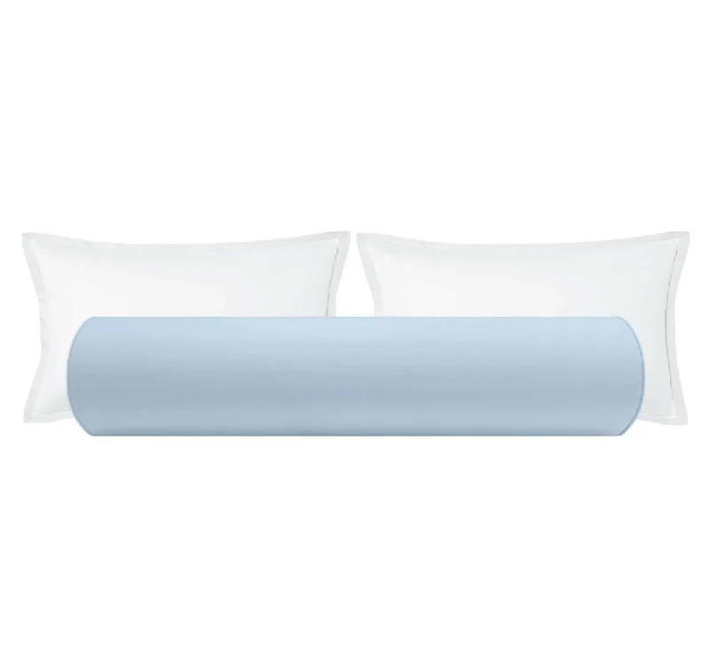 Decorative Bolsters with Embroidered Patterns for BedroomTHE BOLSTER :: CLASSIC LINEN // POWDER BLUE