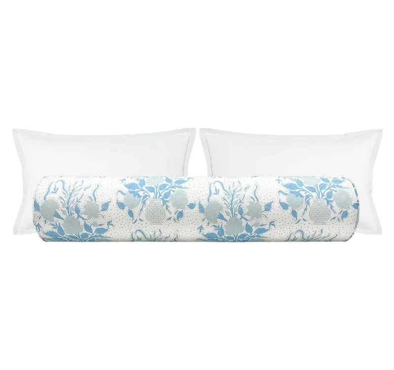 Decorative Bolsters with Embroidered Patterns for BedroomTHE BOLSTER :: ELIZABETH // MATTE BLUE | LULIE WALLACE