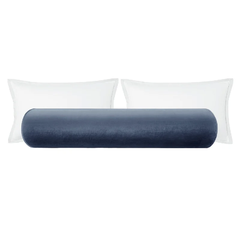 Memory Foam Bolsters for Back Support in BedTHE BOLSTER :: FAUX SILK VELVET // PRUSSIAN BLUE