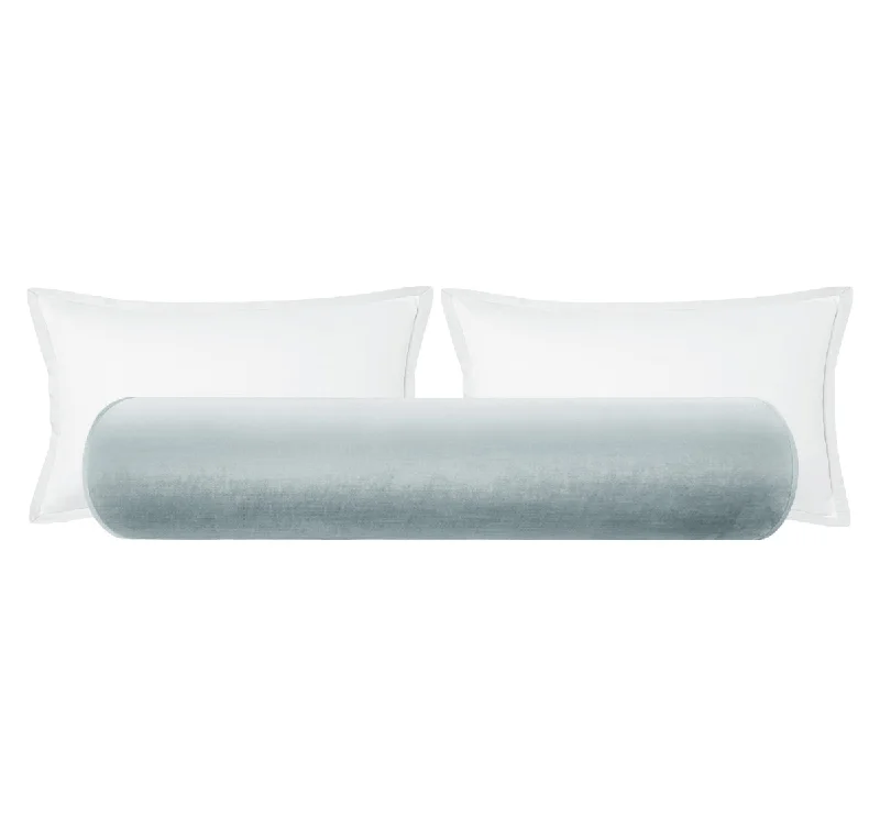 Decorative Bolsters with Embroidered Patterns for BedroomTHE BOLSTER :: FAUX SILK VELVET // MINERAL